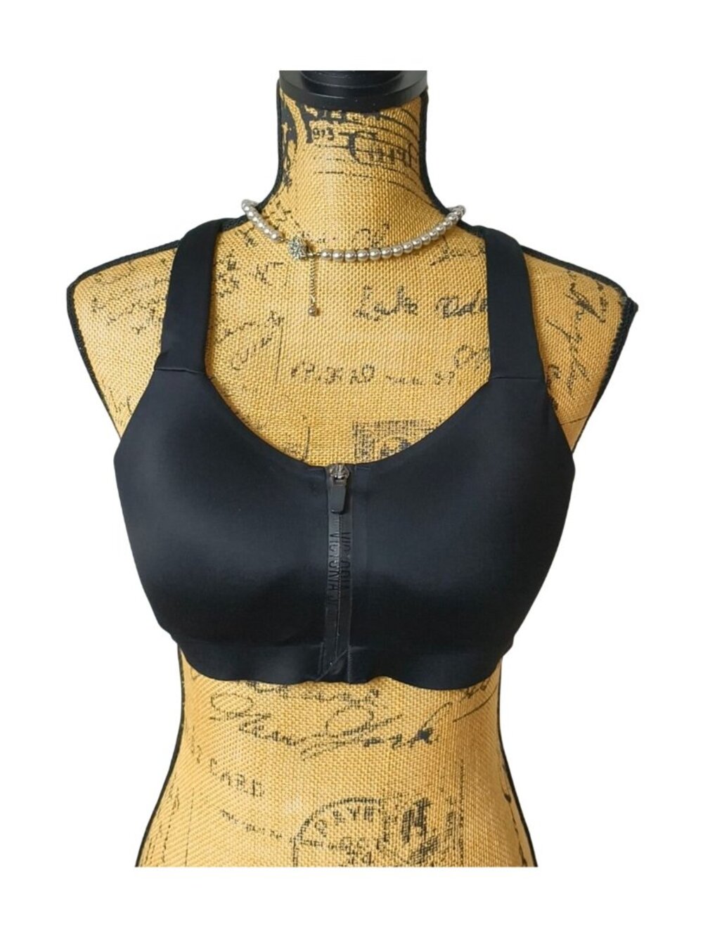 VSX Victoria Secret 36C Sports Bra Black Incredible Knockout Ultra Max Front Zip
